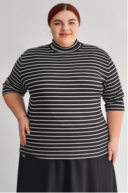 Гольф из трикотажа рубчик с укороченным рукавом и принтом больших размеров