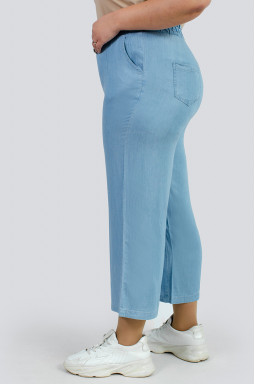 Светло-голубые джинсы кюлоты больших размеров
