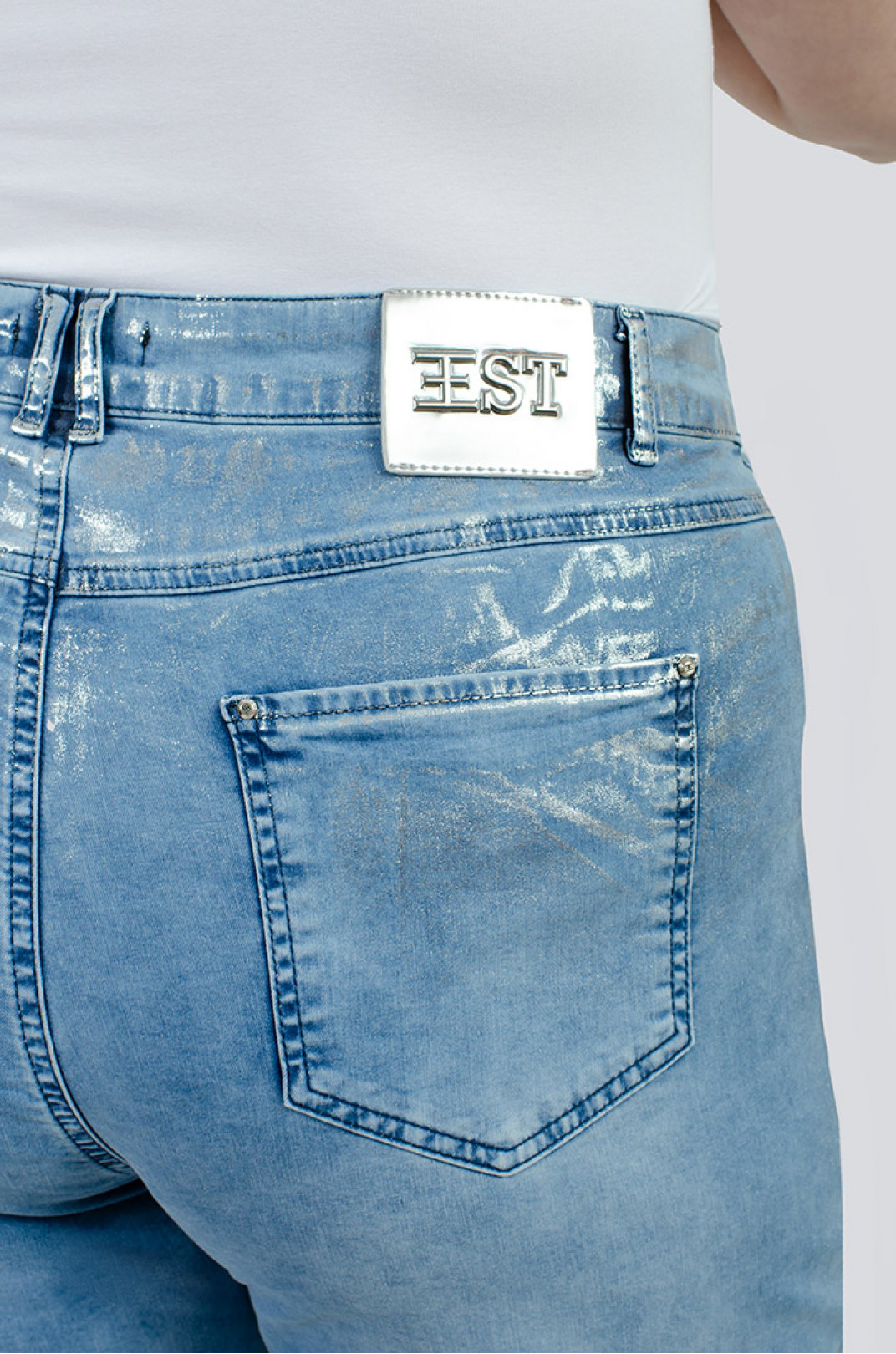 Трендовые джинсы с серебром больших размеров