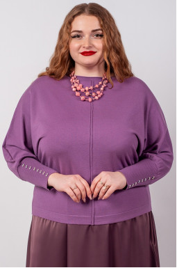 Джемпер короткий з декоративними намистинами на рукавах великих розмірів