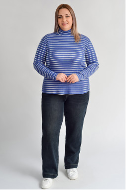 Темно-синие джинсы на флисе с эластичным поясом больших размеров