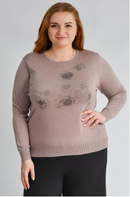 Джемпер с люрексовым мерцанием и декором из стразов больших размеров