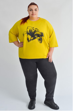 Графитовые джинсы 7/8 с декоративными деталями больших размеров