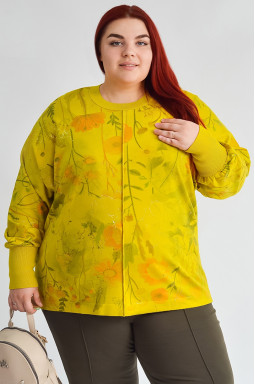 Джемпер короткий з рослинним принтом великих розмірів