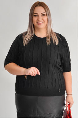 Джемпер с волнистым рельефом и коротким рукавом больших размеров