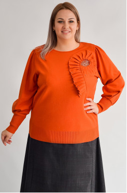 Джемпер с люрексовым блеском и рюшевым акцентом больших размеров