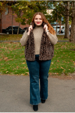 Джинсы клеш синего цвета с контрастным поясом больших размеров