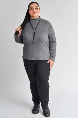 Джинсы 7/8 с резинкой и стильными прорезями больших размеров