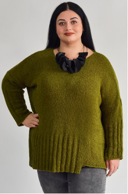 Джемпер короткий із фактурним низом великих розмірів