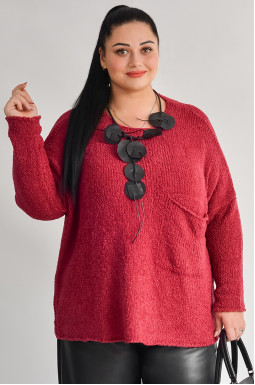 Джемпер с мелкой фактурной вязкой и карманом больших размеров