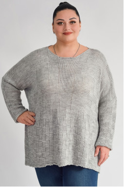 Джемпер в’язаний з фактурним візерунком великих розмірів
