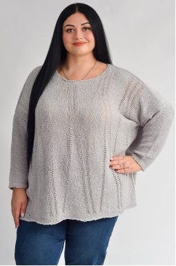 Джемпер короткий с мелкой фактурной вязкой больших размеров
