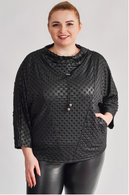 Джемпер з рельєфним візерунком в чорному кольорі великих розмірів