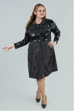 Платье из комбинированной ткани эко-кожа и плащевка супер батал