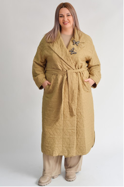 Длинный стеганый кардиган с фактурной аппликацией больших размеров