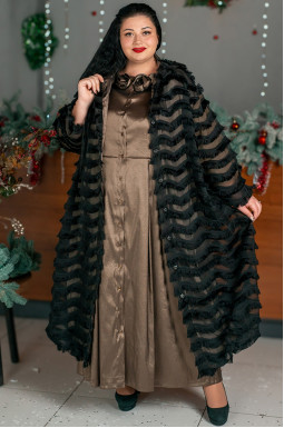 Черный кардиган с фактурной бахромой больших размеров