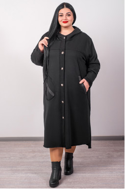 Черный кардиган на пуговицах с оригинальными карманами больших размеров