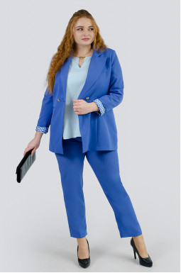 Стильний брючний костюм блакитного кольору великих розмірів