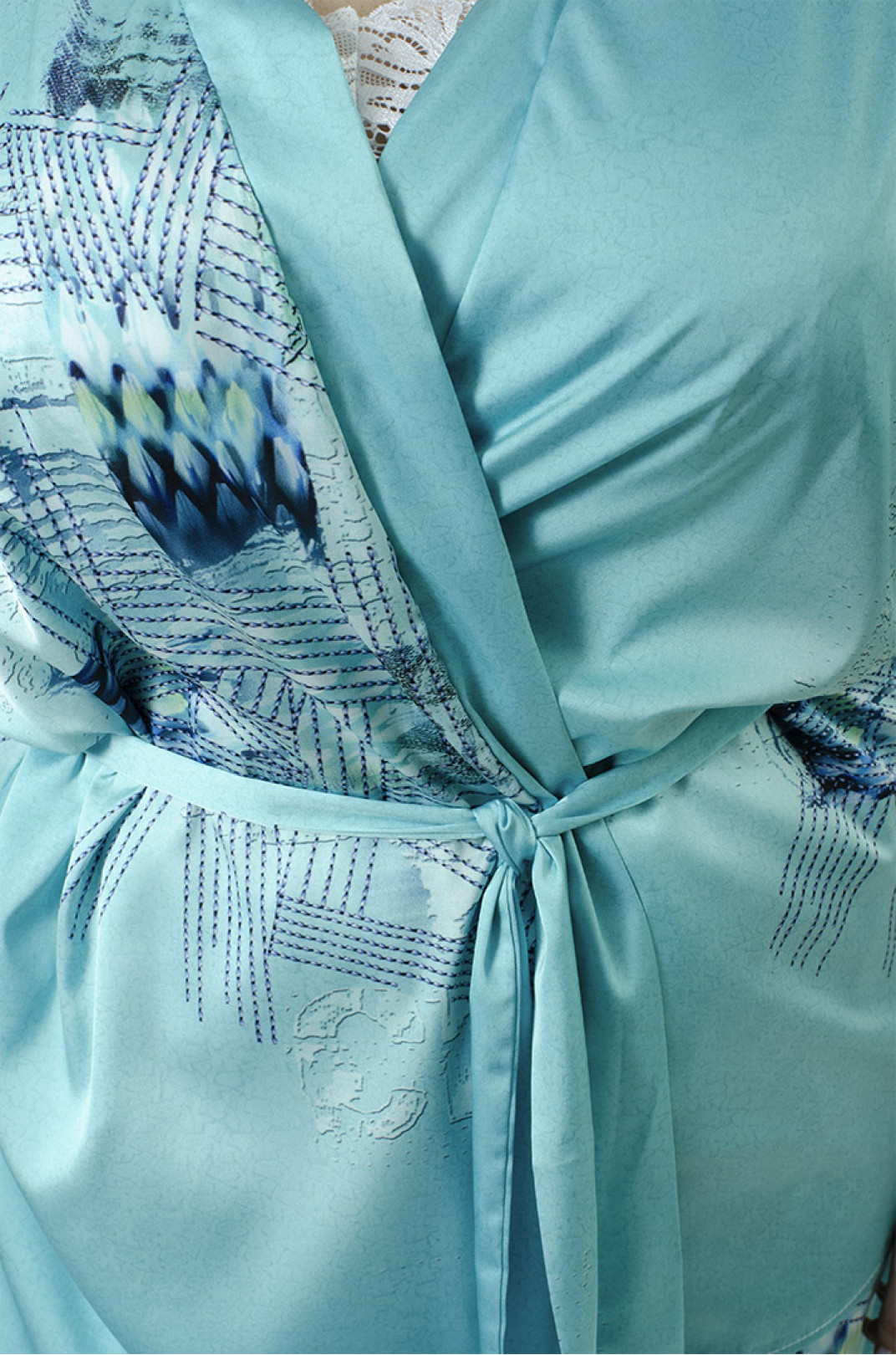 Комплект шелковый халат и пижама супер батал