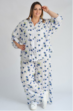 Брючный костюм в цветочный принт больших размеров