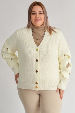 Кофта короткая с фактурными рукавами больших размеров