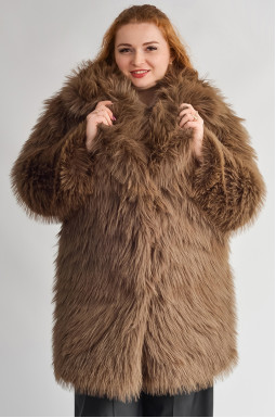 Тёплый полушубок с длинным ворсом больших размеров