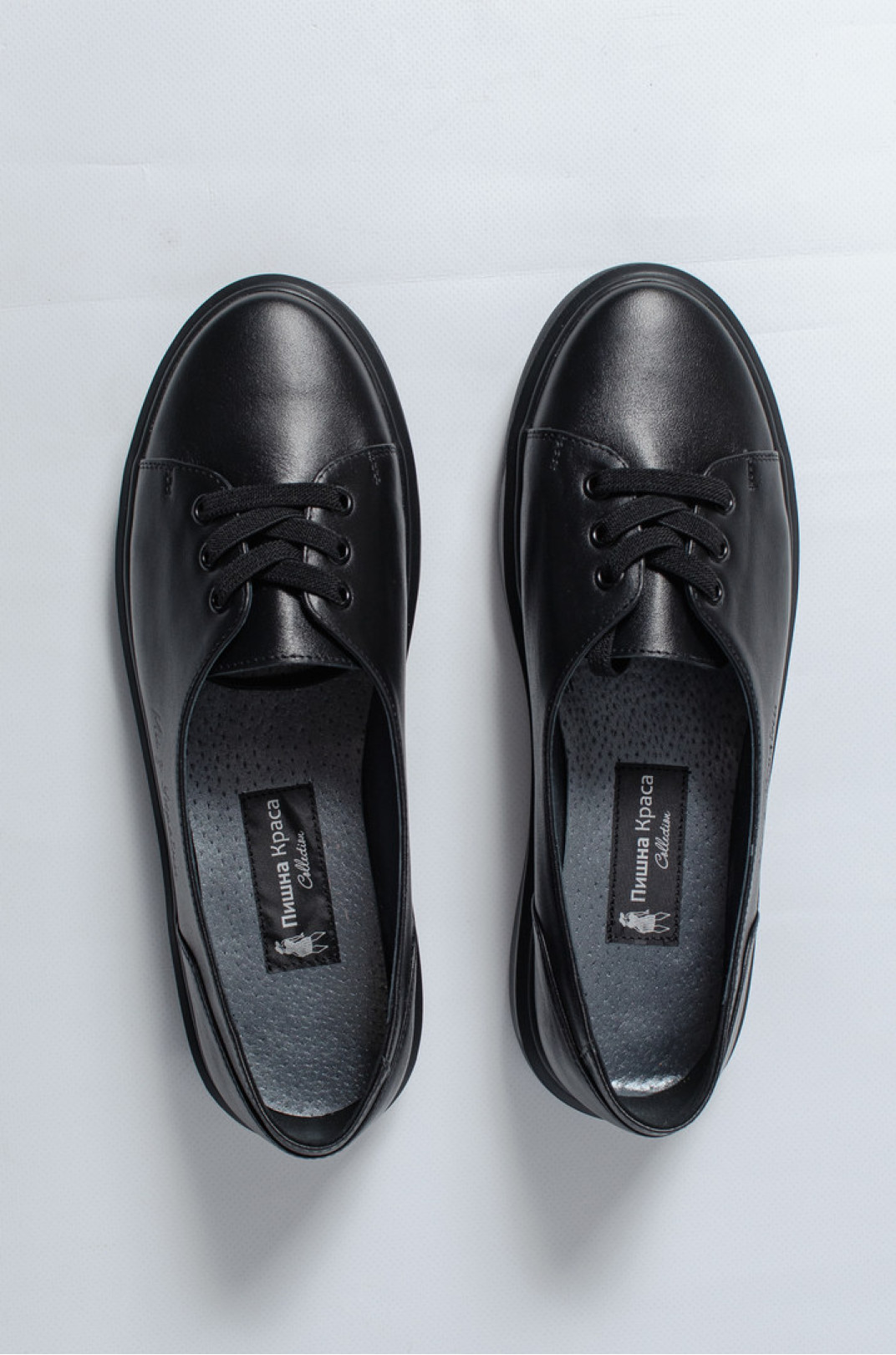 Кеды черные кожаные со шнуровкой больших размеров