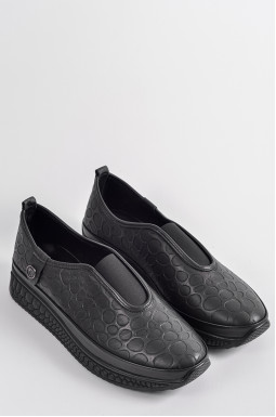 Черные кожаные кроссовки с рельефным верхом больших размеров