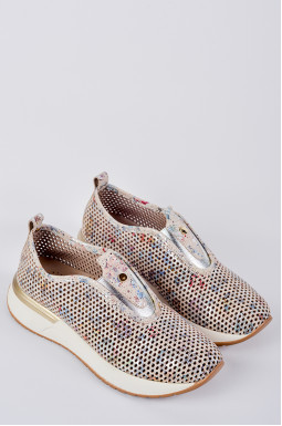 Кроссовки бежевого цвета с цветным принтом больших размеров