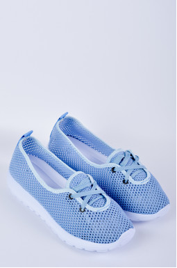 Кроссовки текстильные голубые с легким верхом больших размеров