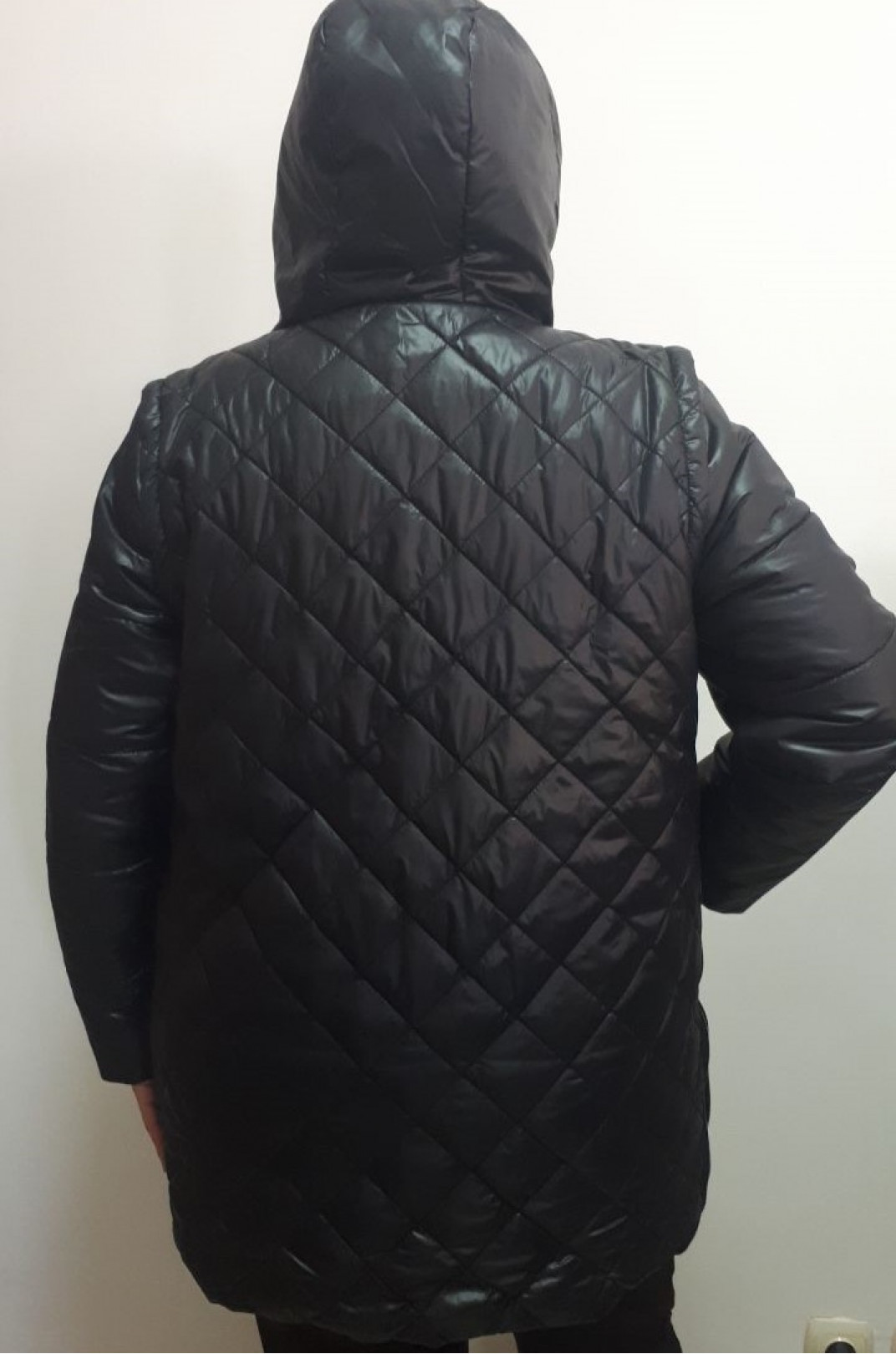 Куртка удлиненная трансформер черного цвета супер батал