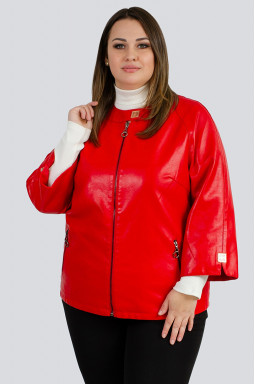 Куртка из эко кожи с воротником мандарин больших размеров