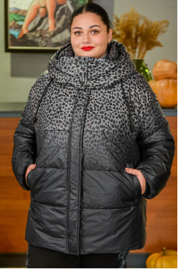 Куртка в цвете графит с леопардовым принтом больших размеров