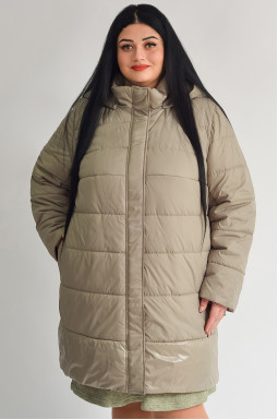 Куртка зимняя с капюшоном и боковыми кнопками больших размеров