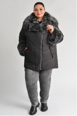 Куртка зимняя с декоративным экомехом  больших размеров