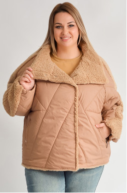 Куртка короткая с фактурным сочетанием тканей больших размеров