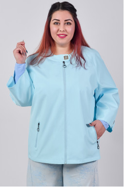 Куртка короткая из плащевки с декоративной фурнитурой больших размеров