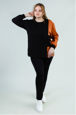 Лонгслів двокольоровий з кишенею супер батал