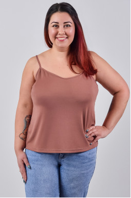 Майка короткая базовая в цвете мокко больших размеров