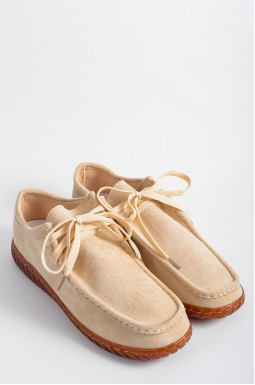 Мокасини з декоративною прострочкою та шнурками великих розмірів