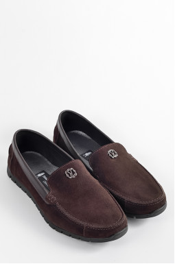 Мокасины шоколадного цвета из замши больших размеров