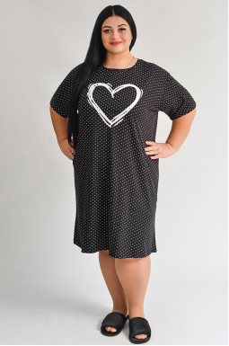 Ночная рубашка с коротким рукавом и контрастным принтом больших размеров