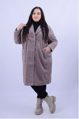 Стильное теплое пальто альпака супер батал