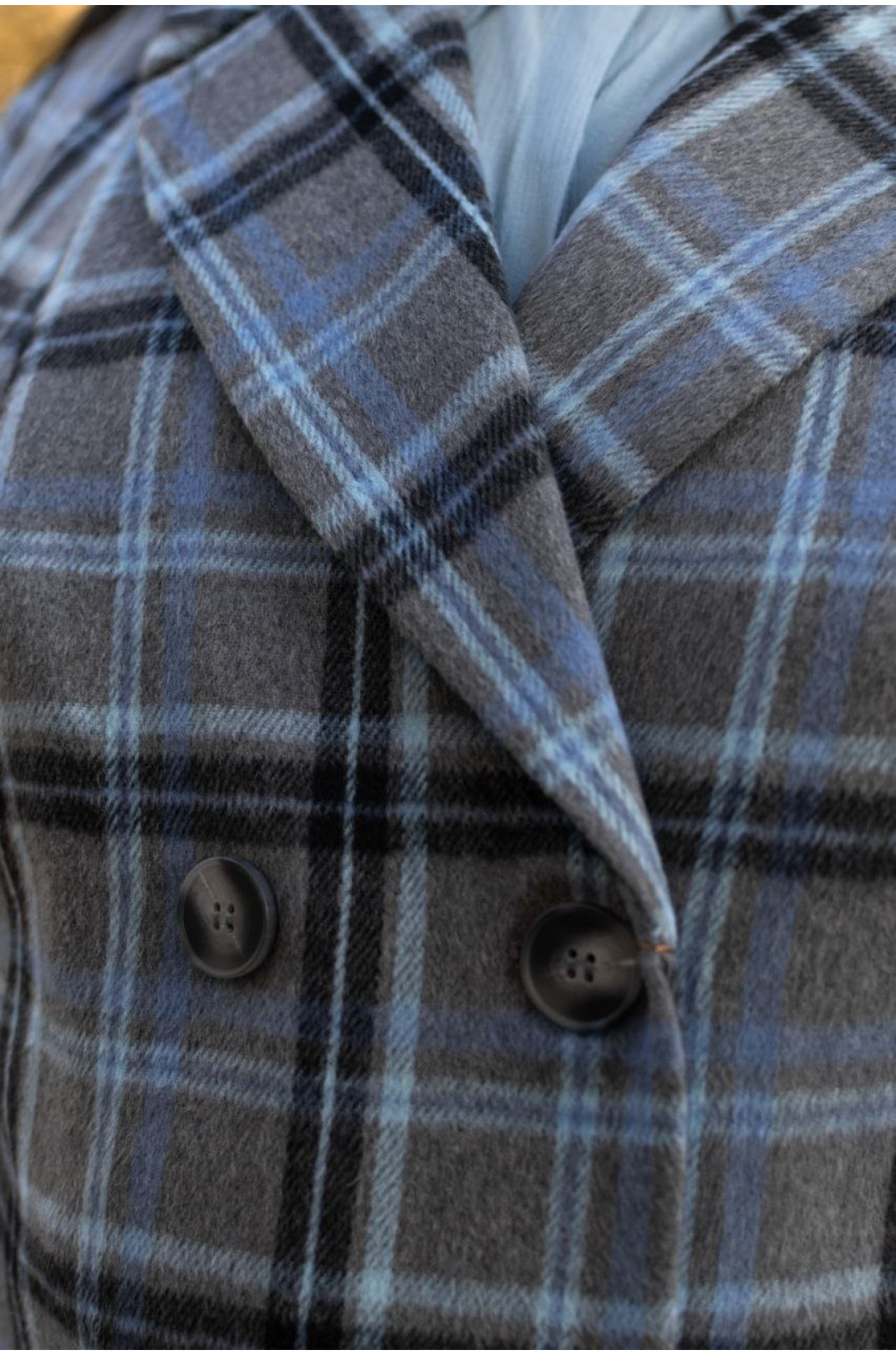 Пальто кашемір в шотландську клітинку з поясом батал