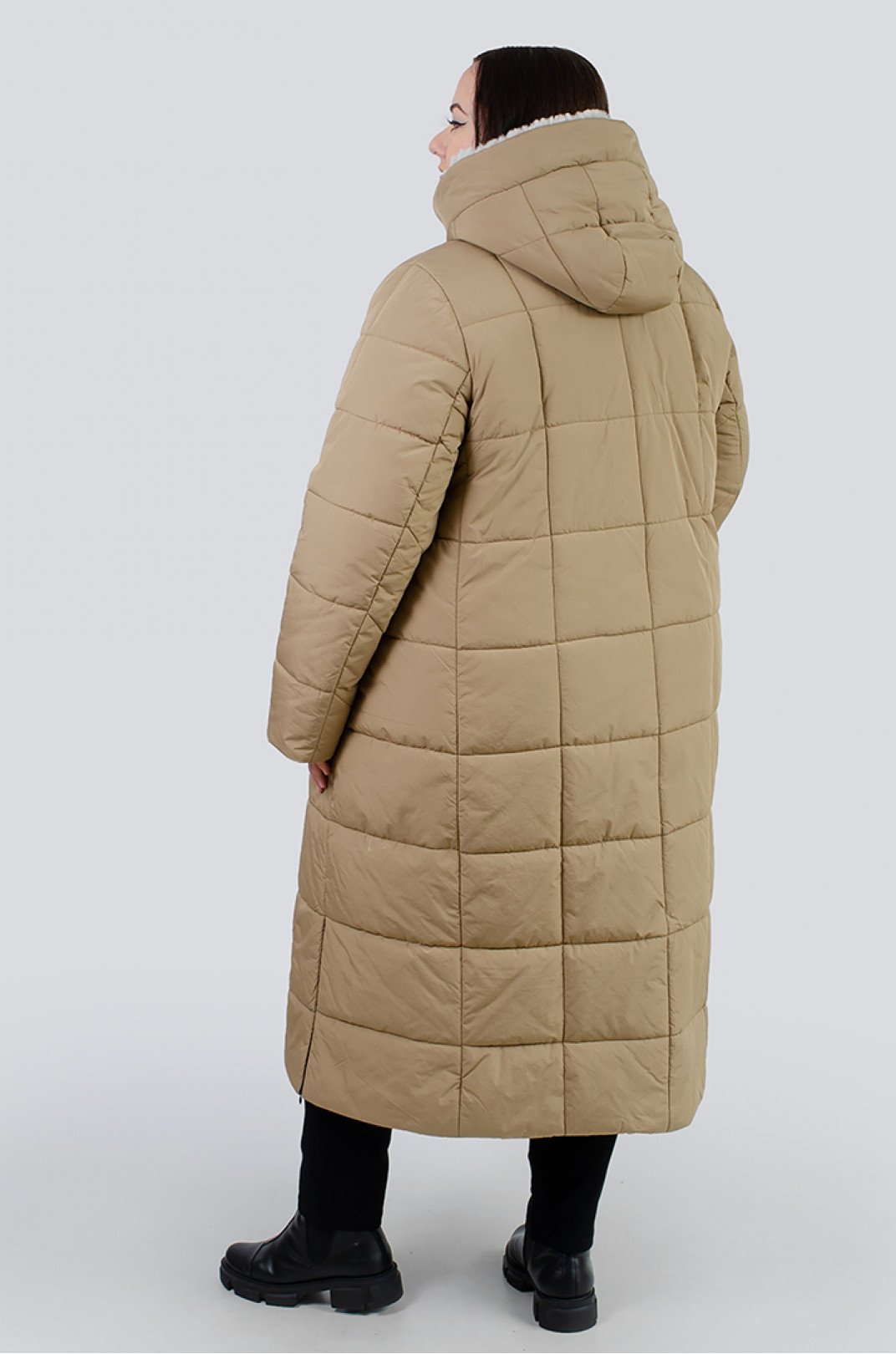 Теплое пальто синтепух с карманами на молниях супер батал