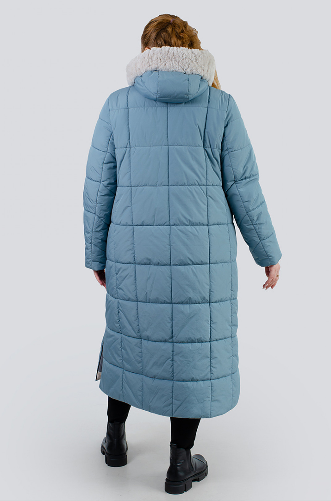 Теплое пальто синтепух с карманами на молниях супер батал