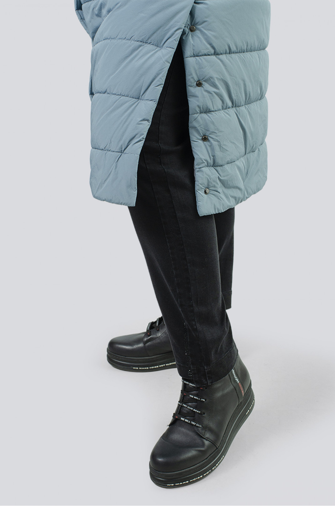 Теплое стеганное пальто синтепух с двойным капюшоном супер батал