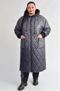 Двустороннее теплое пальто с леопардовым принтом больших размеров