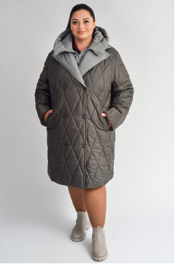 Зимнее короткое пальто со съемным капюшоном больших размеров