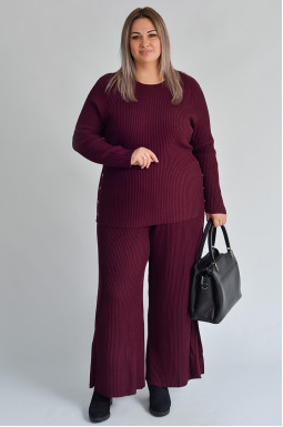 Костюм прогулочный из трикотажа рубчик с люрексовым блеском больших размеров